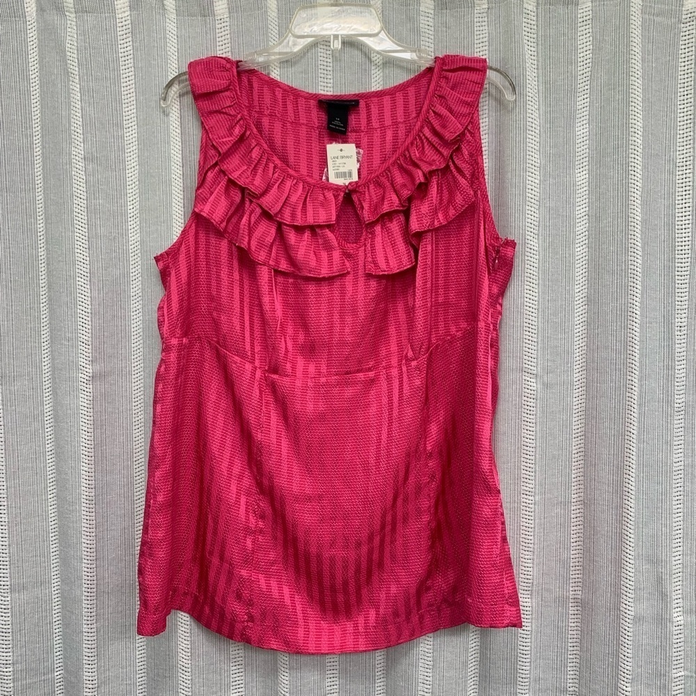 Lane‎ Bryant Sleeveless Top Pink with Ruffle Trim Size 14